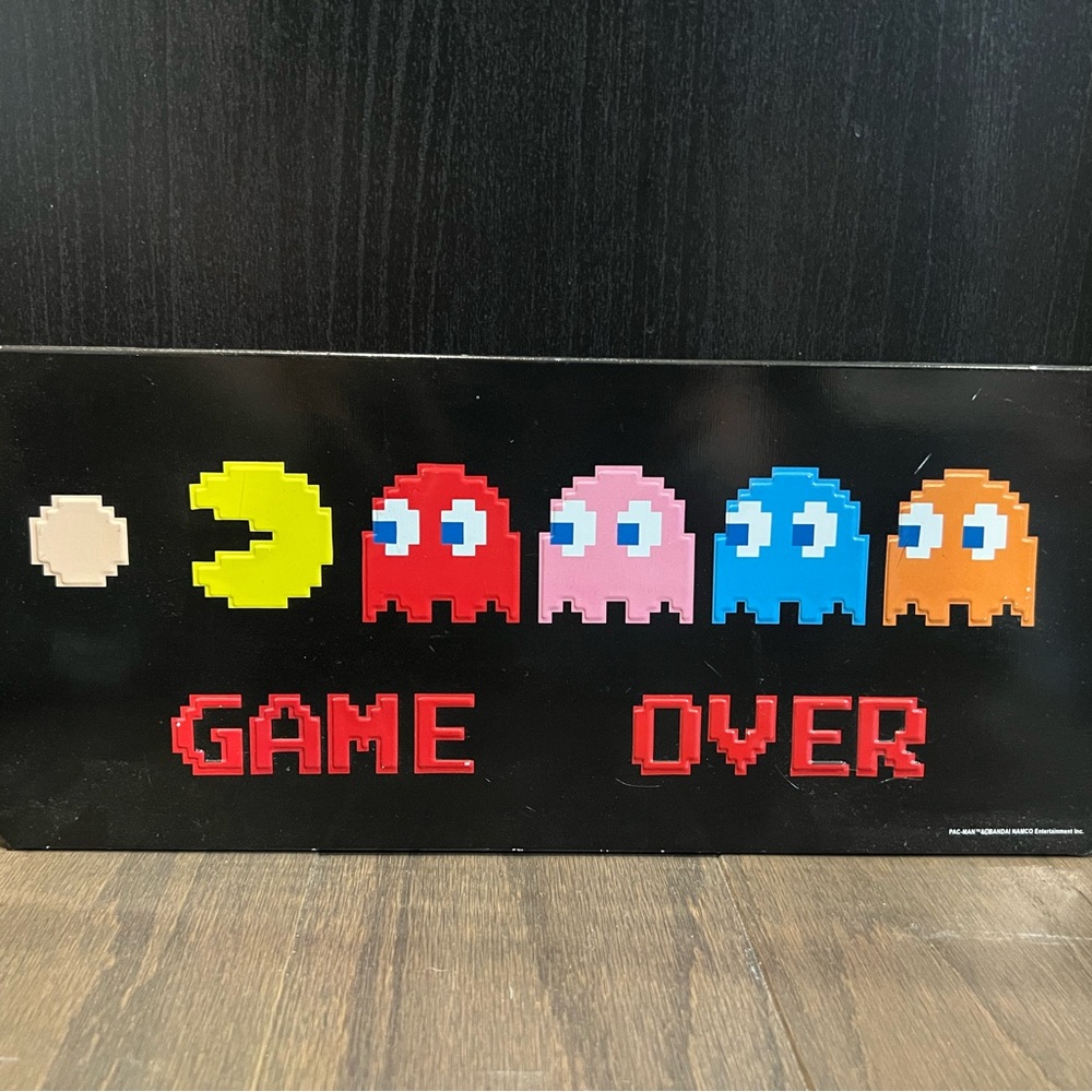 Bandai Namco Pac-Man Game Over Metal Sign Game Room Wall Decor